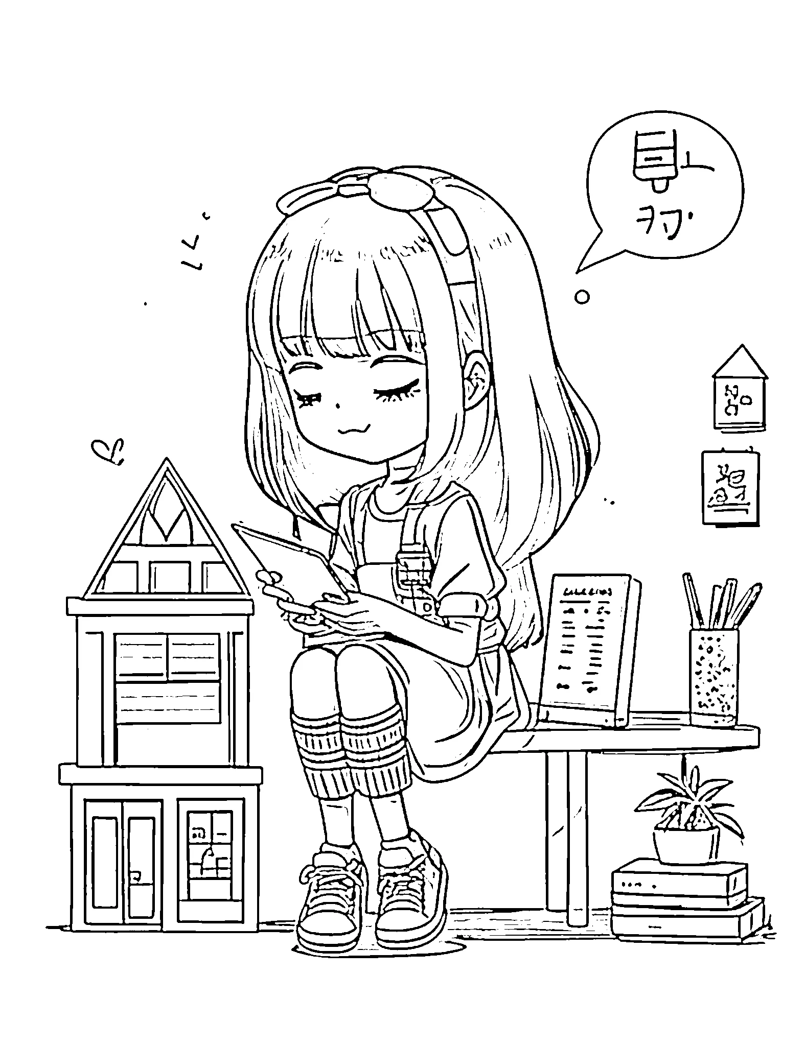 Gambar Mewarnai Cute Chibi - Free printable Cute coloring page for children.